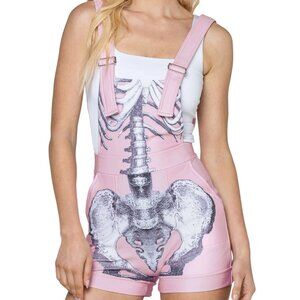 Blackmilk Pink Ribs Skeleton Overalls Short Small